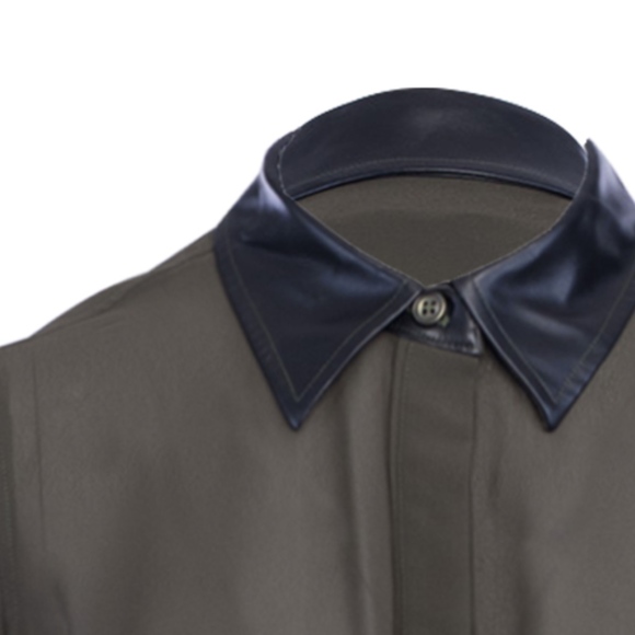 House Of Harlow 1960 Boyfriend Blouse Khaki NWT - Picture 2 of 4